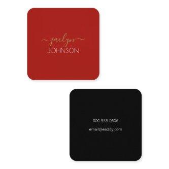 Minimalist  Elegant Gold Black Personalized Name Square