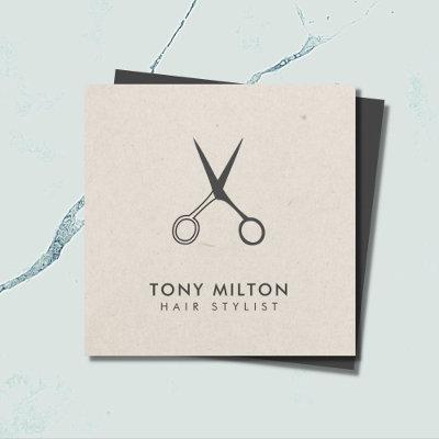 Minimalist Elegant Grey Scissors Hairstylist Square