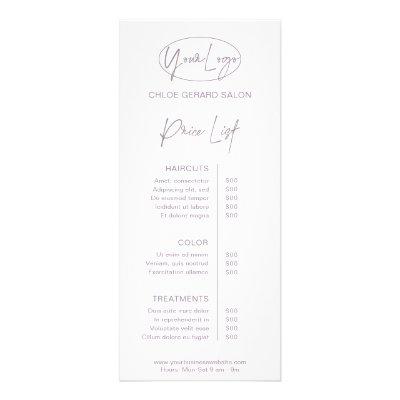 Minimalist Elegant Lavender Fog Modern Price List Rack Card