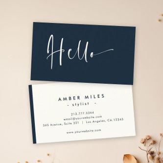 Minimalist Elegant Moody Blue Chic Stylish Hello