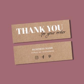 Minimalist Elegant Printed Kraft White Thank You  Mini