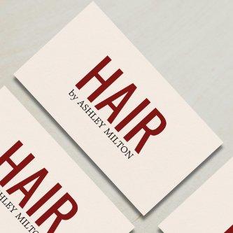 Minimalist Elegant Red Beige Bold Hair Salon