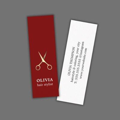 Minimalist Elegant Red Faux Gold Scissors Hair Mini