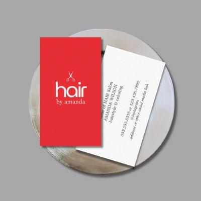 Minimalist Elegant Red White Bold Scissors Hair