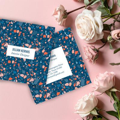 Minimalist Elegant Terrazzo Pattern Blue Pink Chic Square