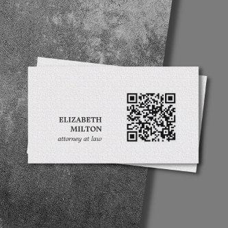 Minimalist Elegant Texture White QR code Attorney