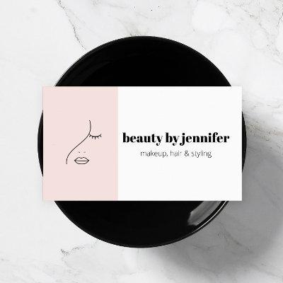 Minimalist Face Beauty Logo Makeup Artist Pink