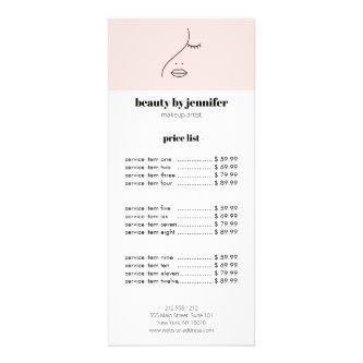 Minimalist Face Beauty Logo Makeup Artist Pink Rack Card