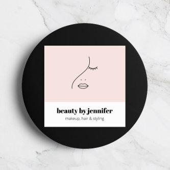Minimalist Face Beauty Logo Makeup Artist Pink Square