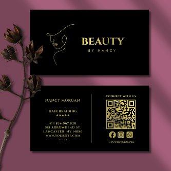Minimalist Face Beauty Qr Code Black And Gold