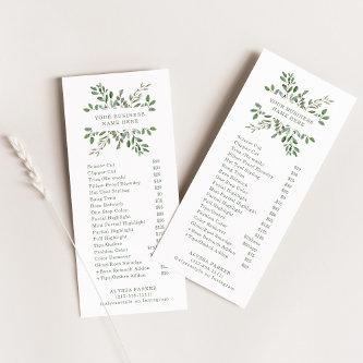 Minimalist Foliage | Salon Price List Rack Card