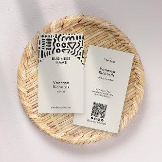 Minimalist Geometric Black & Ivory QR Code Logo