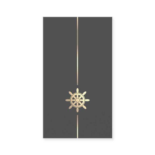 Minimalist Gold Ships Wheel Logo