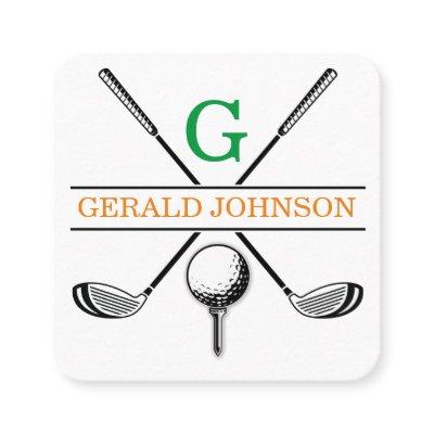 Minimalist Golf Monogram Design Square Business Ca Square