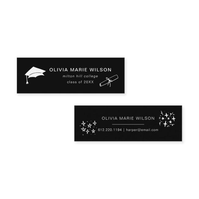 Minimalist Graduation Icon Name Card Black
