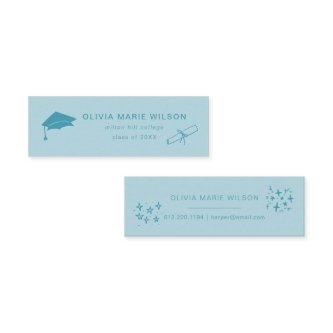 Minimalist Graduation Icon Name Card Blue