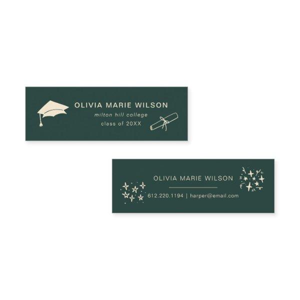 Minimalist Graduation Icon Name Card Forrest Green