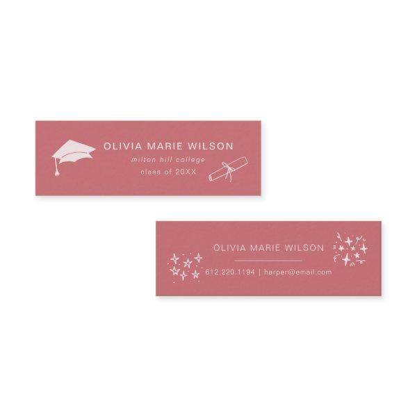 Minimalist Graduation Icon Name Card Pink