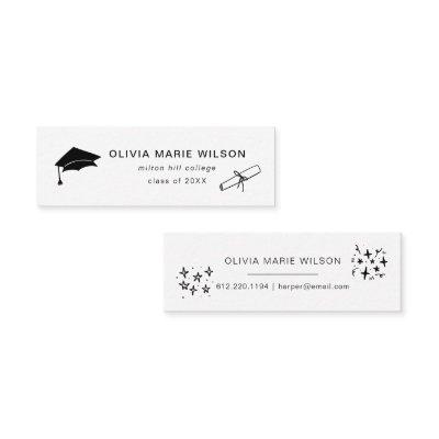Minimalist Graduation Icon Name Card White