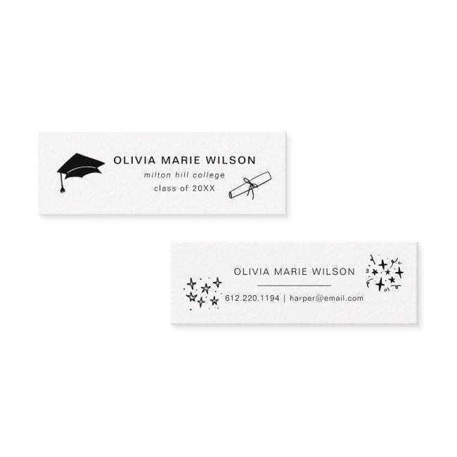 Minimalist Graduation Icon Name Card White
