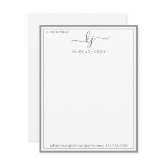 Minimalist Gray White From The Desk Of Note Card