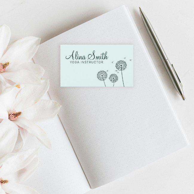 Minimalist Green White Dandelion Flower Yoga