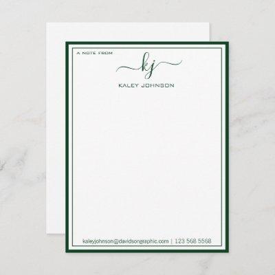 Minimalist Green White From The Desk Of Note Card