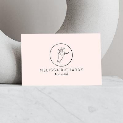 Minimalist Hand and Lashes Logo Makeup Artist Pink
