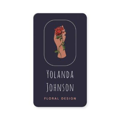 Minimalist Hand Holding Flower Rose Add Your Logo