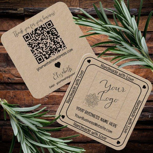 Minimalist Handmade with Love Business QR Code Square