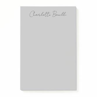 Minimalist Handwritten Script Name Grey Post-it Notes