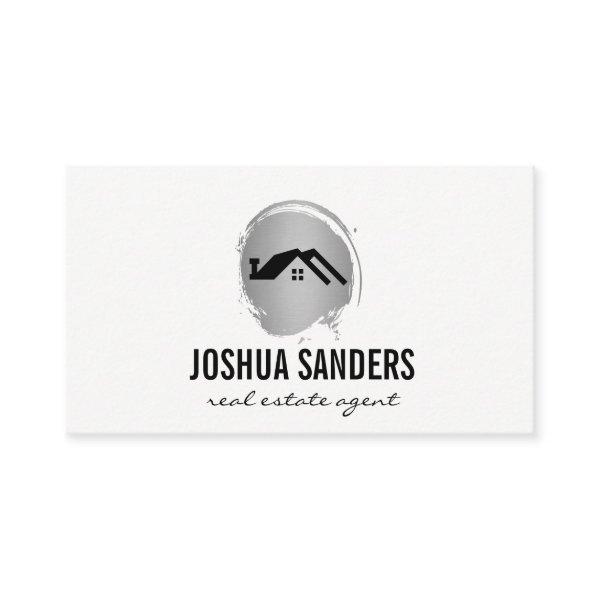 Minimalist Home Icon / Silver Brushed