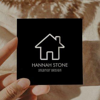 Minimalist House Home Outline Plain Simple Basic Square