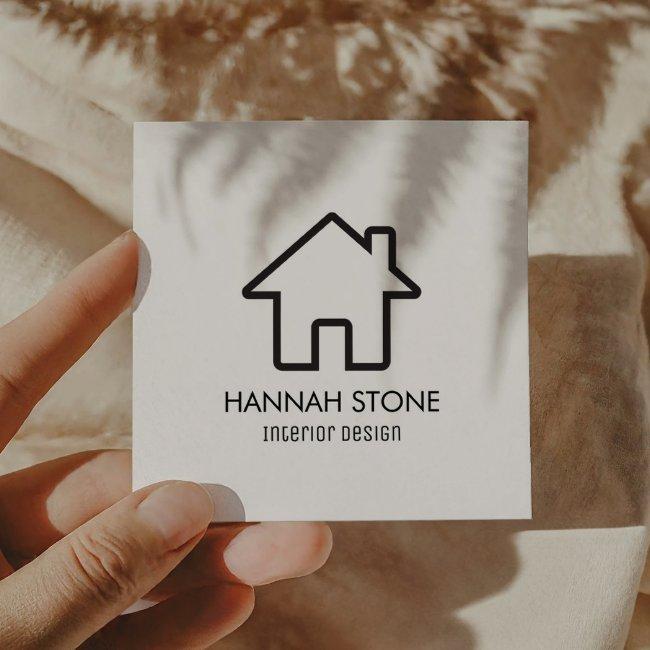 Minimalist House Home Outline Plain Simple Basic Square