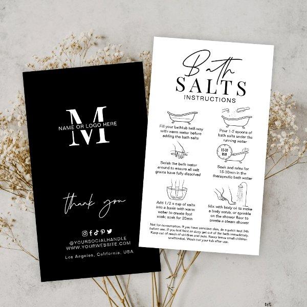 Minimalist Logo Bath Salts Warning & Instructions