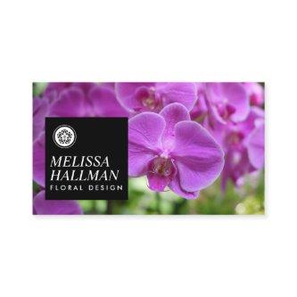 Minimalist Luxe Floral Logo with Purple Orchids