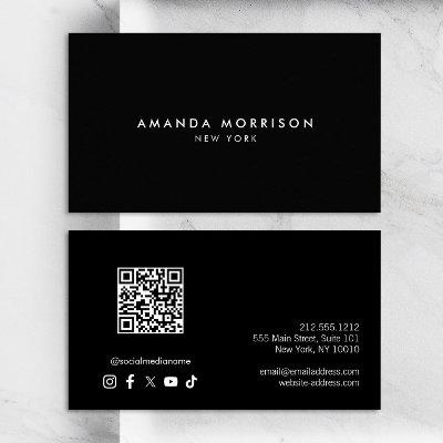 Minimalist Luxury Black QR Code Social Media
