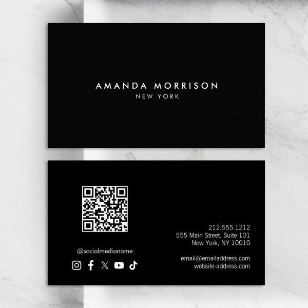 Minimalist Luxury Black QR Code Social Media