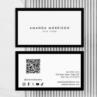 Minimalist Luxury Black/White QR Code Social Media