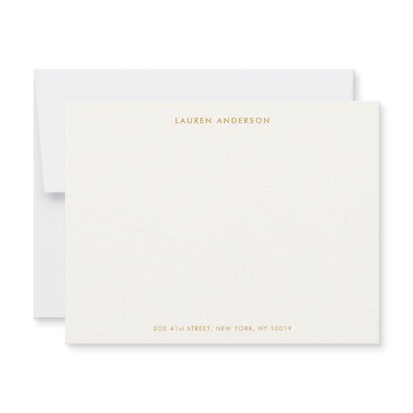 Minimalist Luxury Ivory & Gold Personalized Flat Note Card