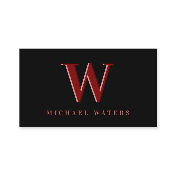 Minimalist Maroon Monogram Logo Embossed Effect
