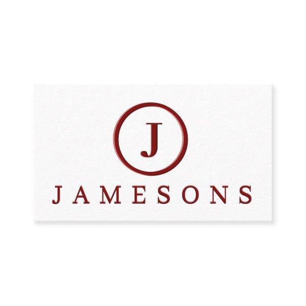 Minimalist Maroon Monogram Logo Embossed Effect