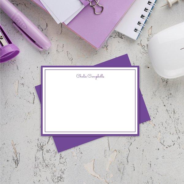 Minimalist medium purple, 2 Borders, signature Note Card