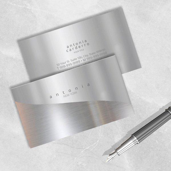 Minimalist Metal Wave Two-Tone Silver ID805