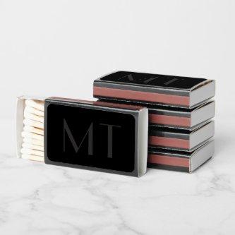 Minimalist Modern Black Gray Elegant Favor Matchboxes