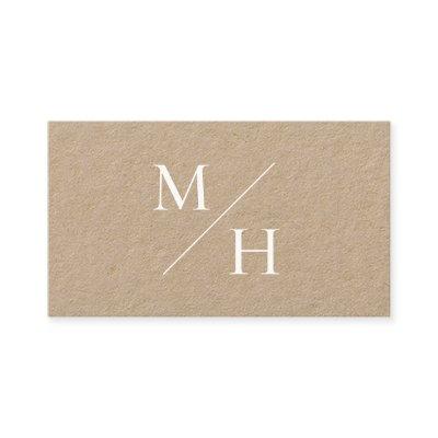 Minimalist Modern Diagonal Initials Monogram Kraft