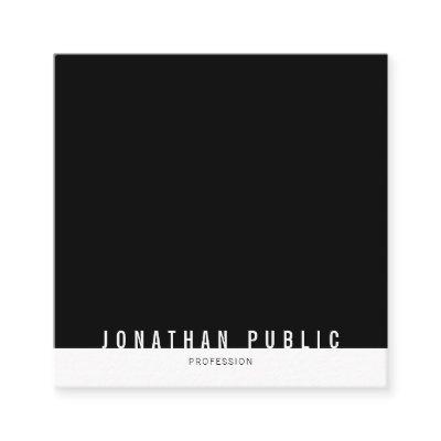 Minimalist Modern Elegant Black And White Plain Square