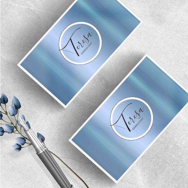 Minimalist Modern Metallic Circle Blue ID561
