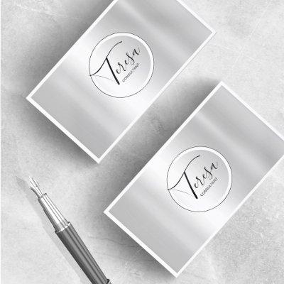 Minimalist Modern Metallic Circle Silver ID561