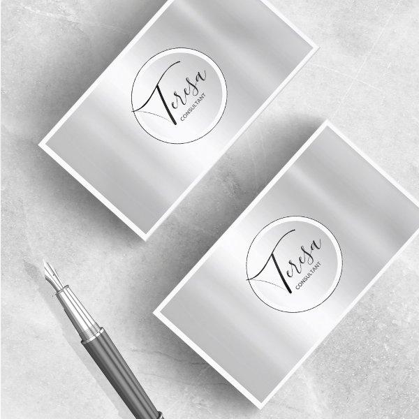 Minimalist Modern Metallic Circle Silver ID561